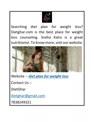 Diet Plan for Weight Loss  Dietghar.com