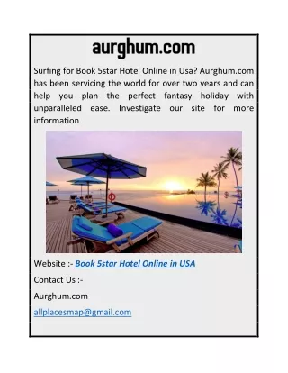 Book 5star Hotel Online in Usa  Aurghum.com
