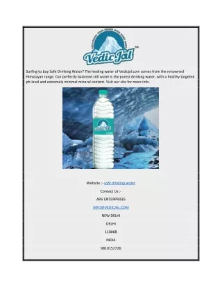 Safe Drinking Water Vedicjal.com