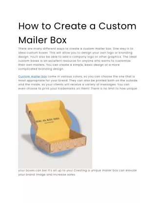 How to Create a Custom Mailer Box