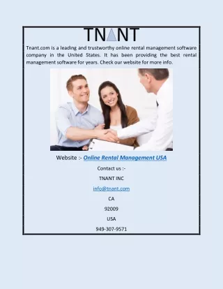 Online Rental Management Usa | Tnant.com