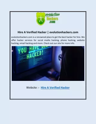 Hire A Verified Hacker | evolutionhackers.com