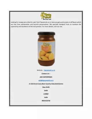 Mango Jam Online for Sale | Tipsymonk.co.in