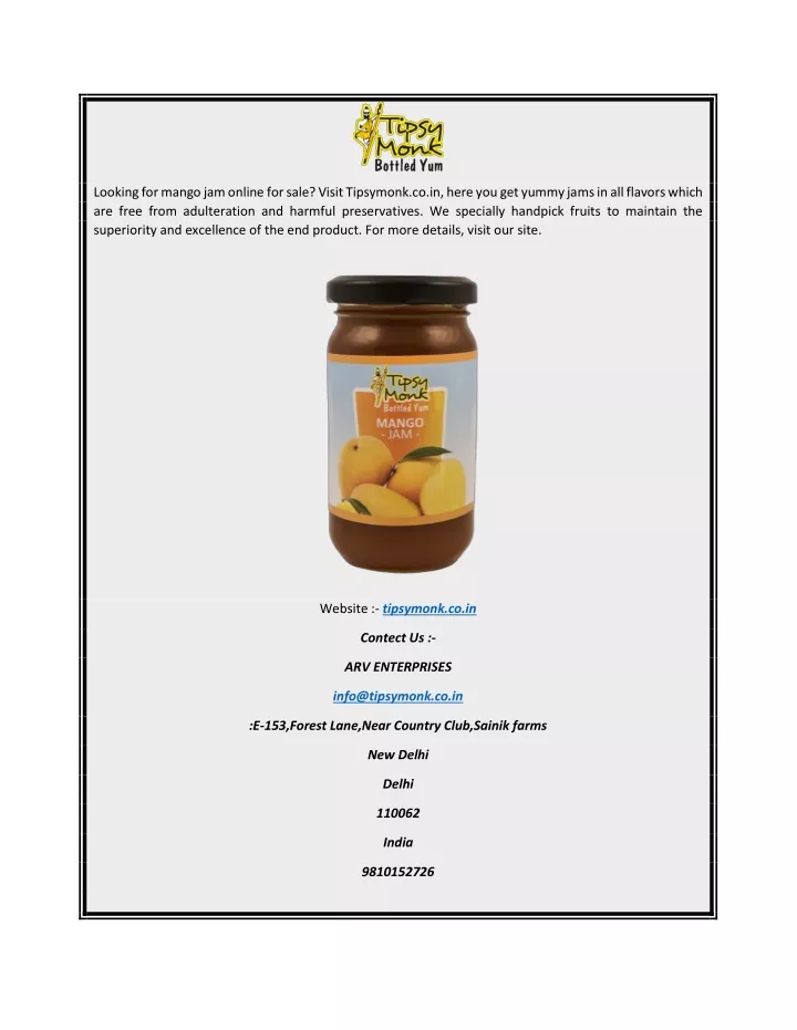 looking for mango jam online for sale visit