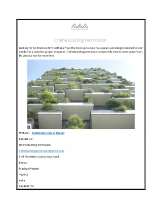 Architecture firm in Bhopal  Onlinebuildingpermission.com