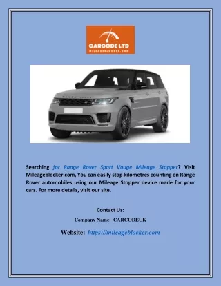 Range Rover Sport Vauge Mileage Stopper | Mileageblocker.com