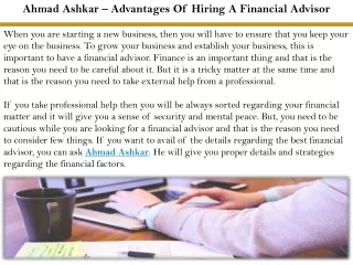 ahmad ashkar advantages of hiring a financial