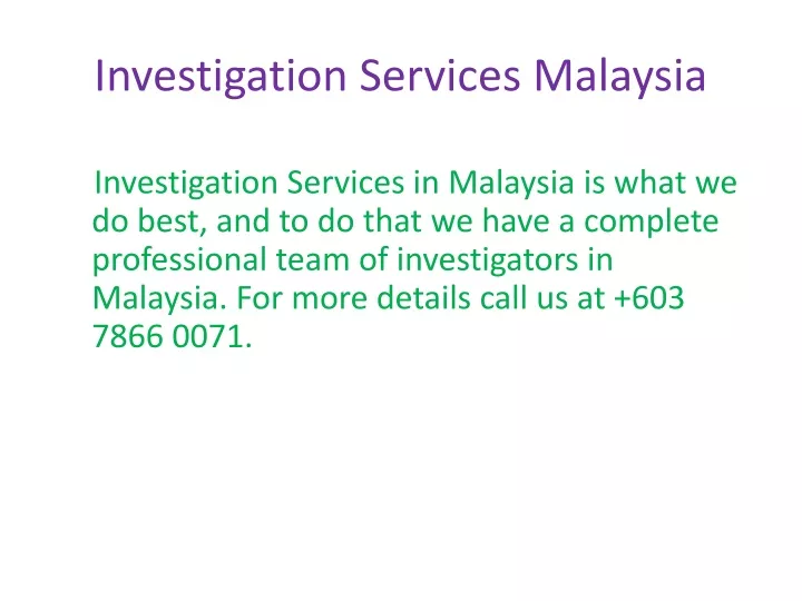 investigation services malaysia