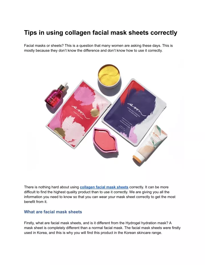 tips in using collagen facial mask sheets
