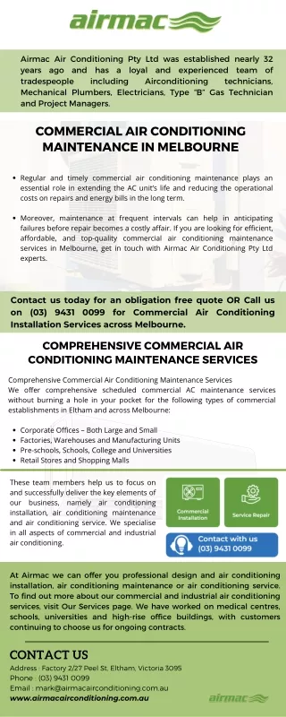 Hire The Best Commercial Air Conditioning Maintenance in Melbourne