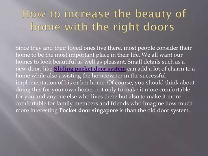 how to increase the beauty of home with the right doors