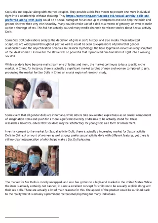 sex dolls are popular along with married couples