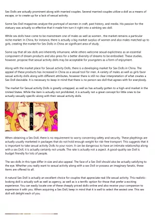 sex dolls are actually prominent along with