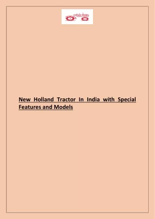 new holland tractor in india with special