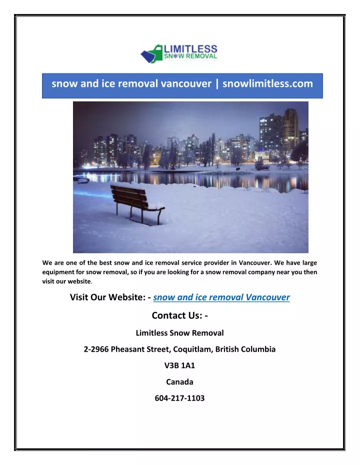 snow and ice removal vancouver snowlimitless com