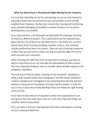 What You Must Know in Choosing the Right Moving Service Company