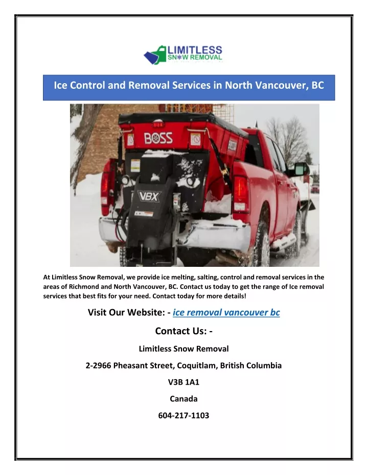 ice control and removal services in north