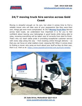 24_7 moving truck hire service across Gold Coast