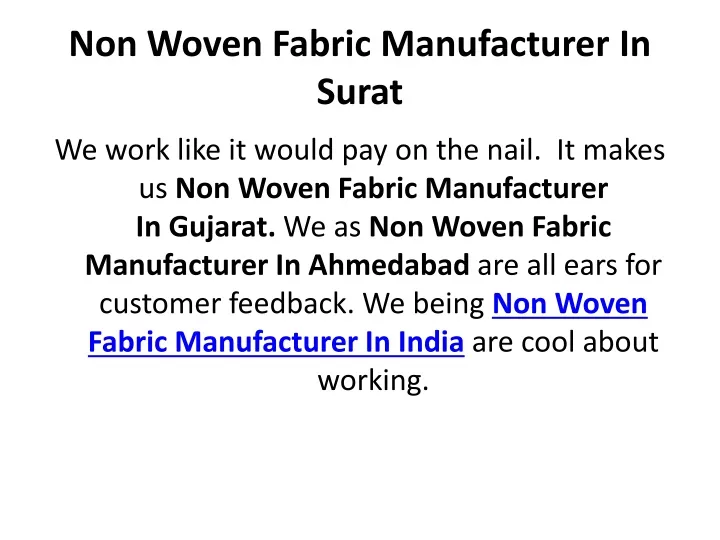 non woven fabric manufacturer in surat