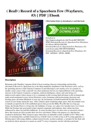 ( ReaD ) Record of a Spaceborn Few (Wayfarers  #3) [ PDF ] Ebook