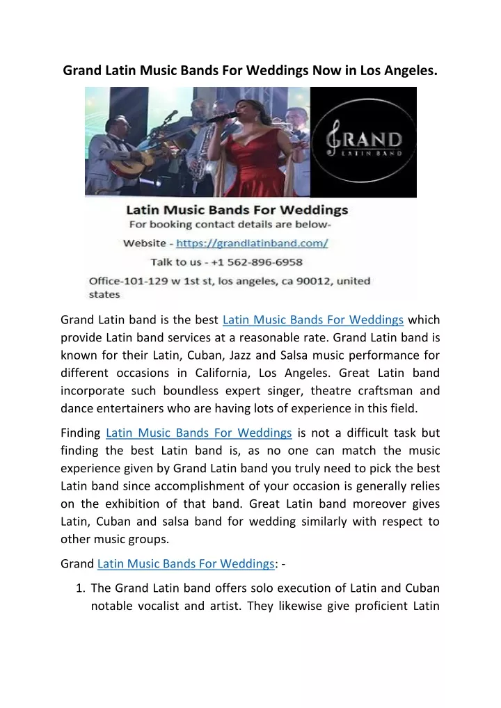 grand latin music bands for weddings
