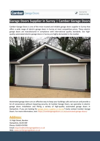 Garage Doors Supplier in Surrey