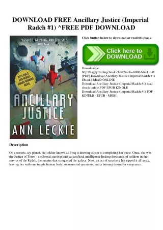 DOWNLOAD FREE Ancillary Justice (Imperial Radch #1) ^FREE PDF DOWNLOAD