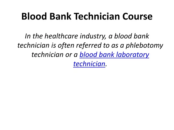 blood bank technician course