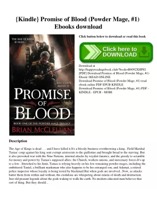 {Kindle} Promise of Blood (Powder Mage  #1) Ebooks download