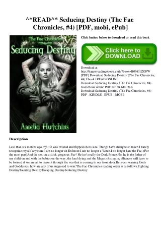 ^READ^ Seducing Destiny (The Fae Chronicles  #4) [PDF  mobi  ePub]