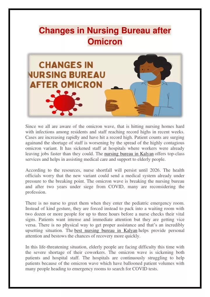 changes in nursing bureau after omicron