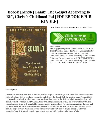 Ebook [Kindle] Lamb The Gospel According to Biff  Christ's Childhood Pal {PDF EBOOK EPUB KINDLE}