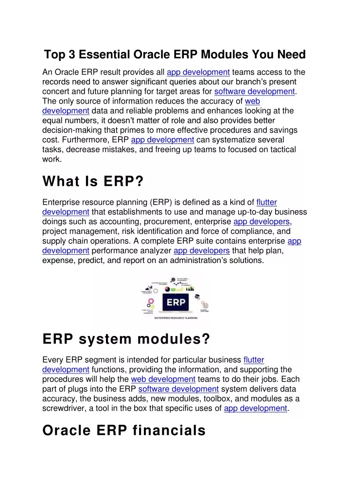 top 3 essential oracle erp modules you need