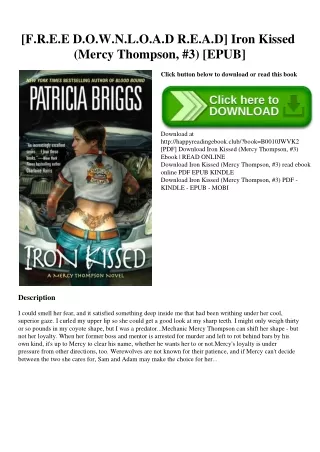 [F.R.E.E D.O.W.N.L.O.A.D R.E.A.D] Iron Kissed (Mercy Thompson  #3) [EPUB]