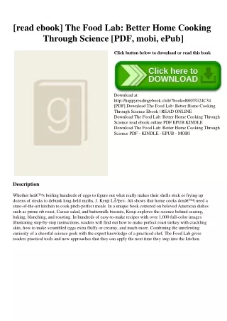 [read ebook] The Food Lab Better Home Cooking Through Science [PDF  mobi  ePub]