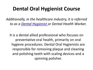 dental oral hygienist course
