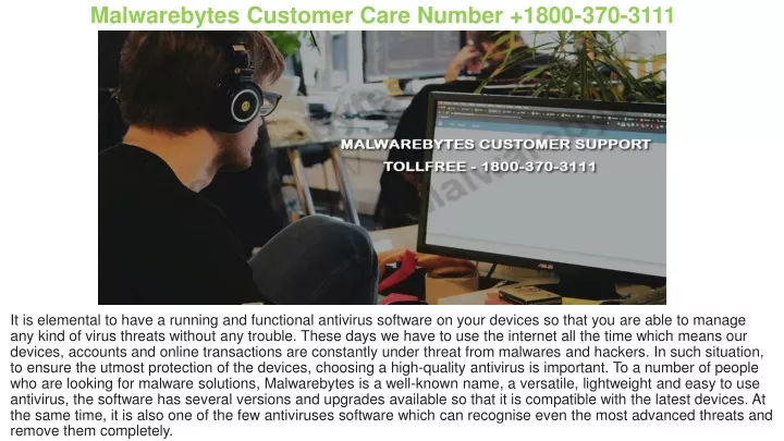 malwarebytes customer care number 1800 370 3111