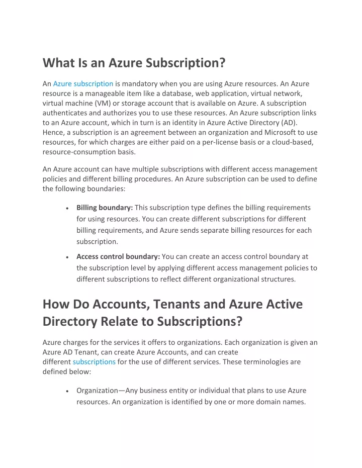 what is an azure subscription