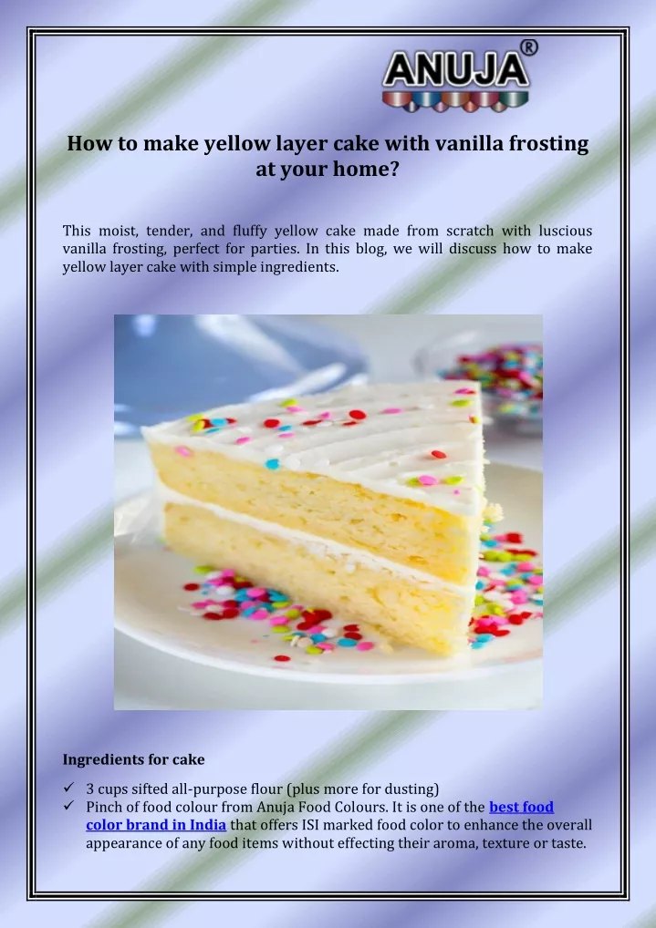 how to make yellow layer cake with vanilla