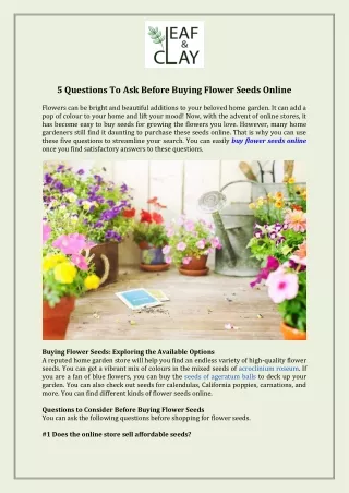 5 Questions To Ask Before Buying Flower Seeds Online