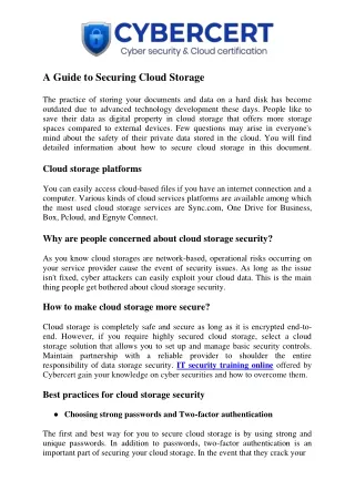 A Guide to Securing Cloud Storage