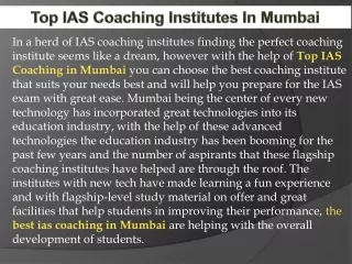 Top IAS Coaching In Institute Mumbai