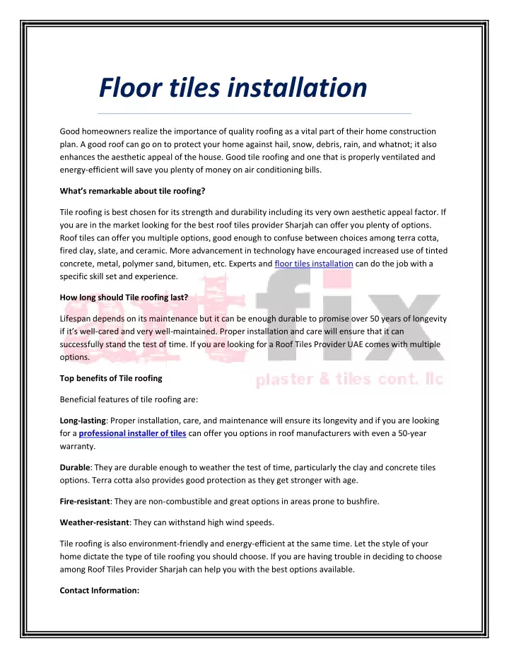 floor tiles installation