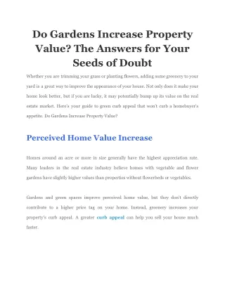 do gardens increase property value the answers