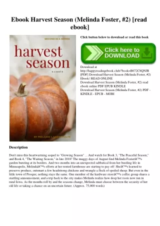 Ebook Harvest Season (Melinda Foster  #2) [read ebook]