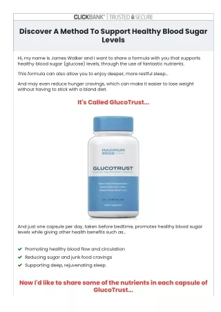 GLUCOTRUST-- THE REAL ANSWER FOR DIABETES