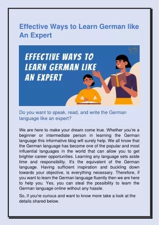 Effective Ways To Learn German Like An Expert