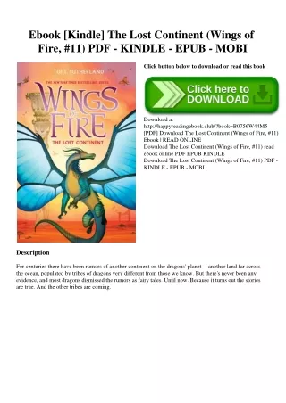 Ebook [Kindle] The Lost Continent (Wings of Fire  #11) PDF - KINDLE - EPUB - MOBI