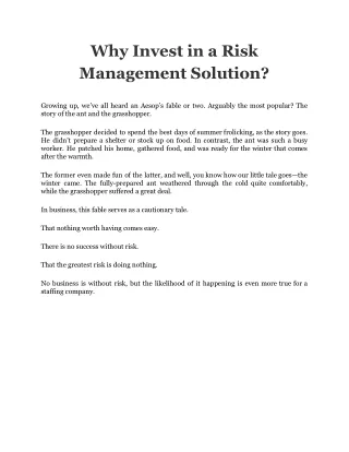 Why Invest in a Risk Management Solution_