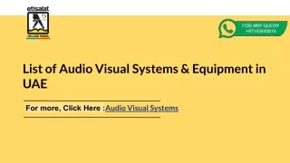 List of Audio Visual Systems & Equipment in UAE